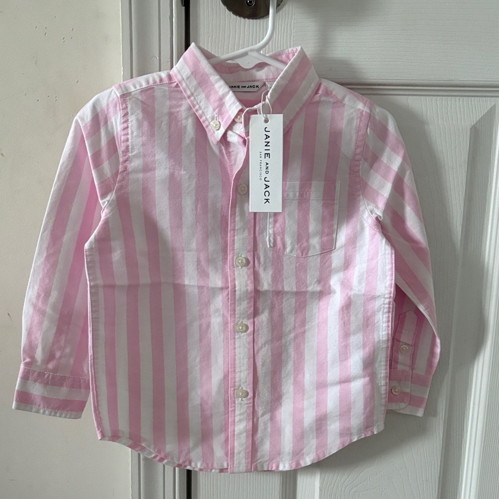 Janie and Jack Easter Pink Button Down